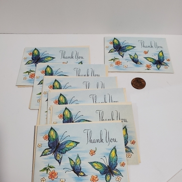 Vintage lot of Thank you Cards Butterfly floral - Picture 2 of 8